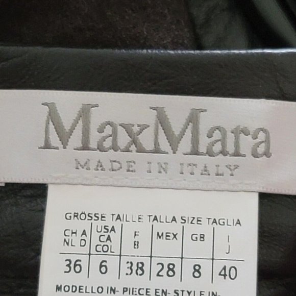 Max Mara Dark Brown Knee Length Wool Croc Embossed Leather Pencil Skirt 6 Small - Picture 6 of 8